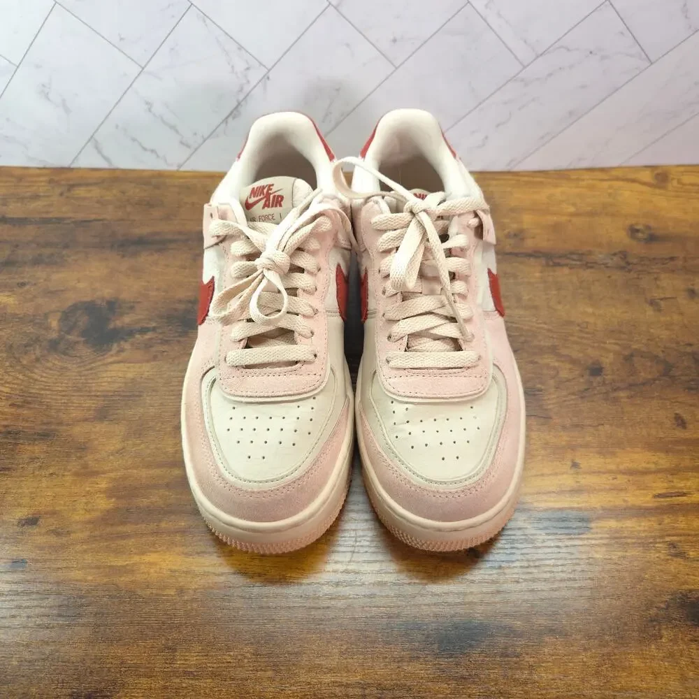 Nike Air Force 1 Shadow Sesame Women 6.5 Pink Tan Suede DV7449-100 Sneakers